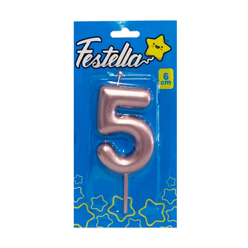 VELA NUMERO 6CM PALO ROSA #5 (CJX12)