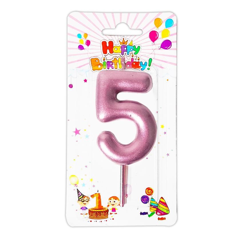 VELA NUMERO 6CM PALO ROSA #5 (CJX12)