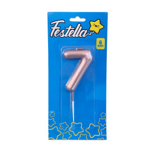 VELA NUMERO 6CM PALO ROSA #7 (CJX12)