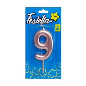 VELA NUMERO 6CM PALO ROSA #9 (CJX12)