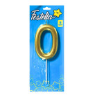 VELA NUMERO 9CM DORADA #0 (CJX12)