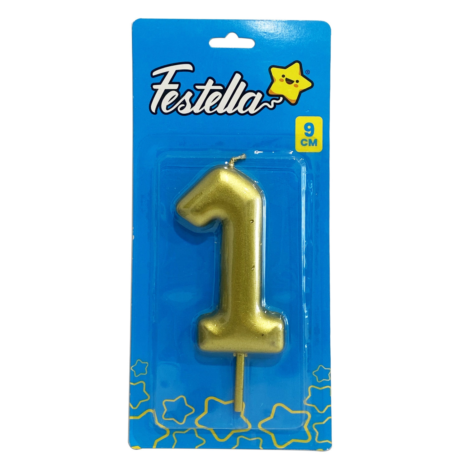 VELA NUMERO 9CM DORADA #1 (CJX12)