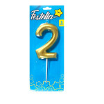 VELA NUMERO 9CM DORADA #2 (CJX12)