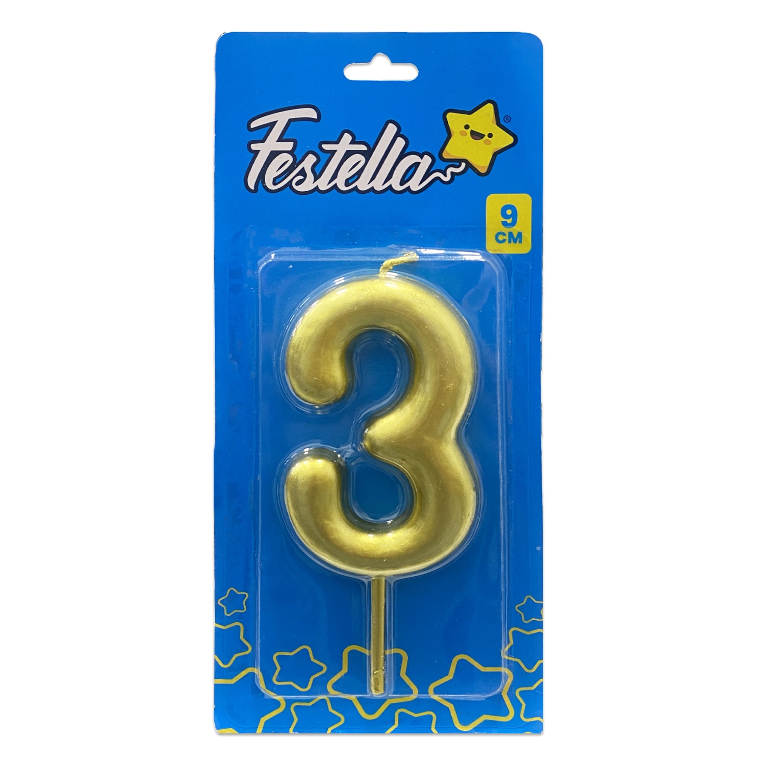 VELA NUMERO 9CM DORADA #3 (CJX12)