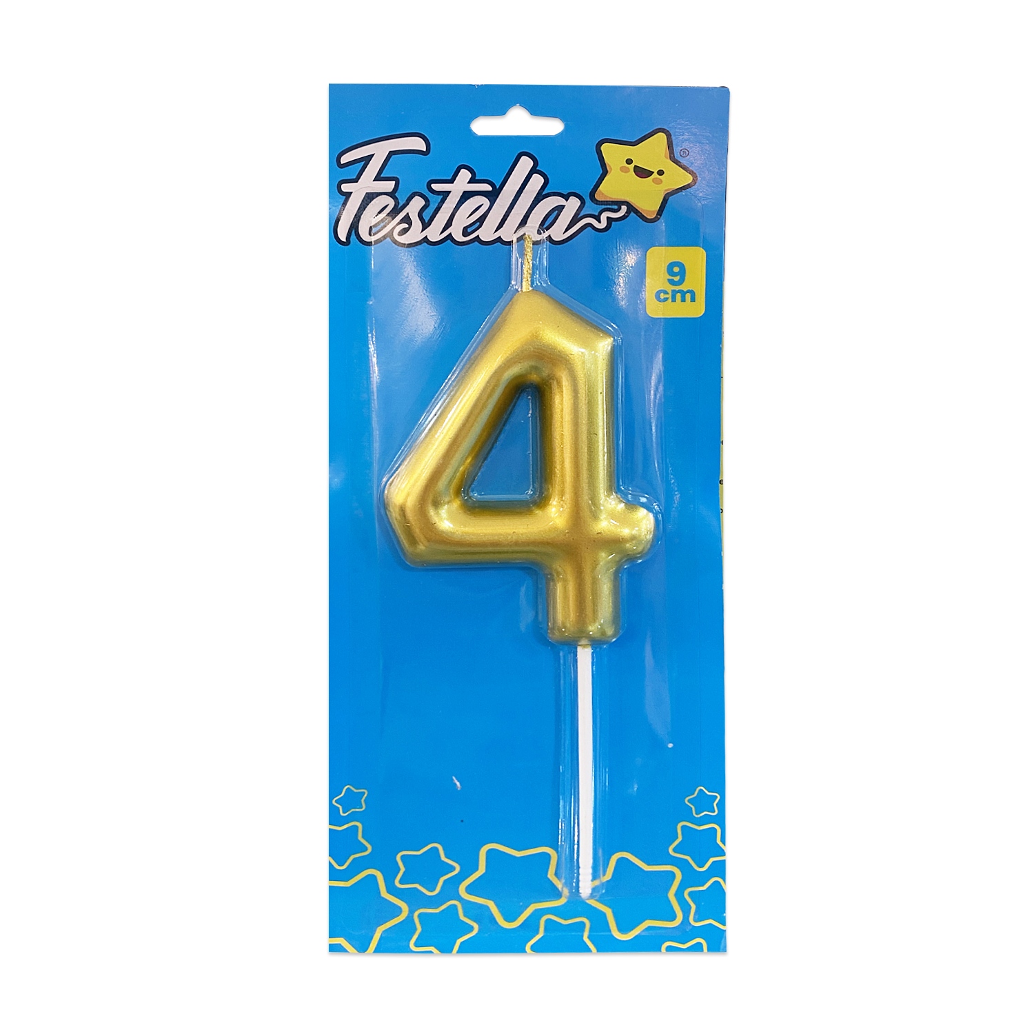 VELA NUMERO 9CM DORADA #4 (CJX12)