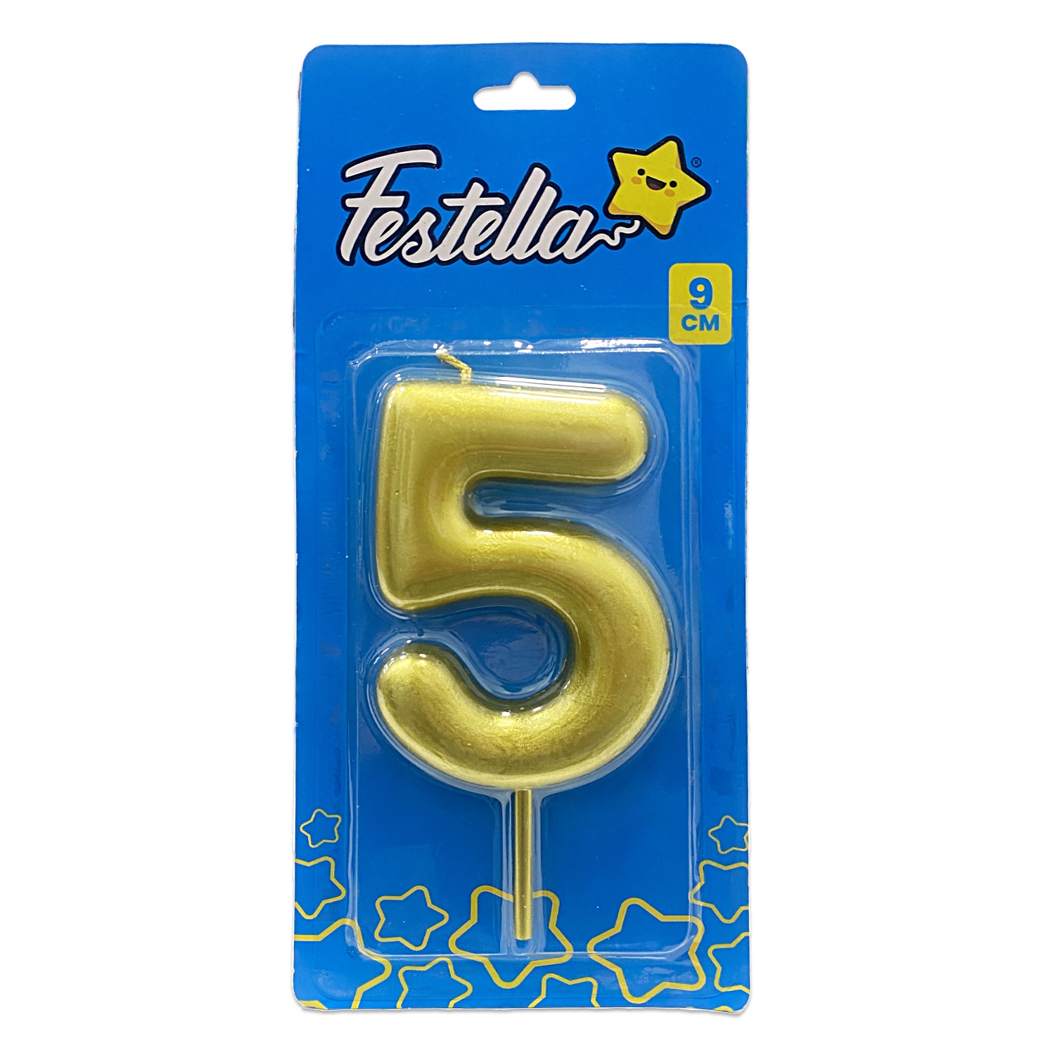 VELA NUMERO 9CM DORADA #5 (CJX12)
