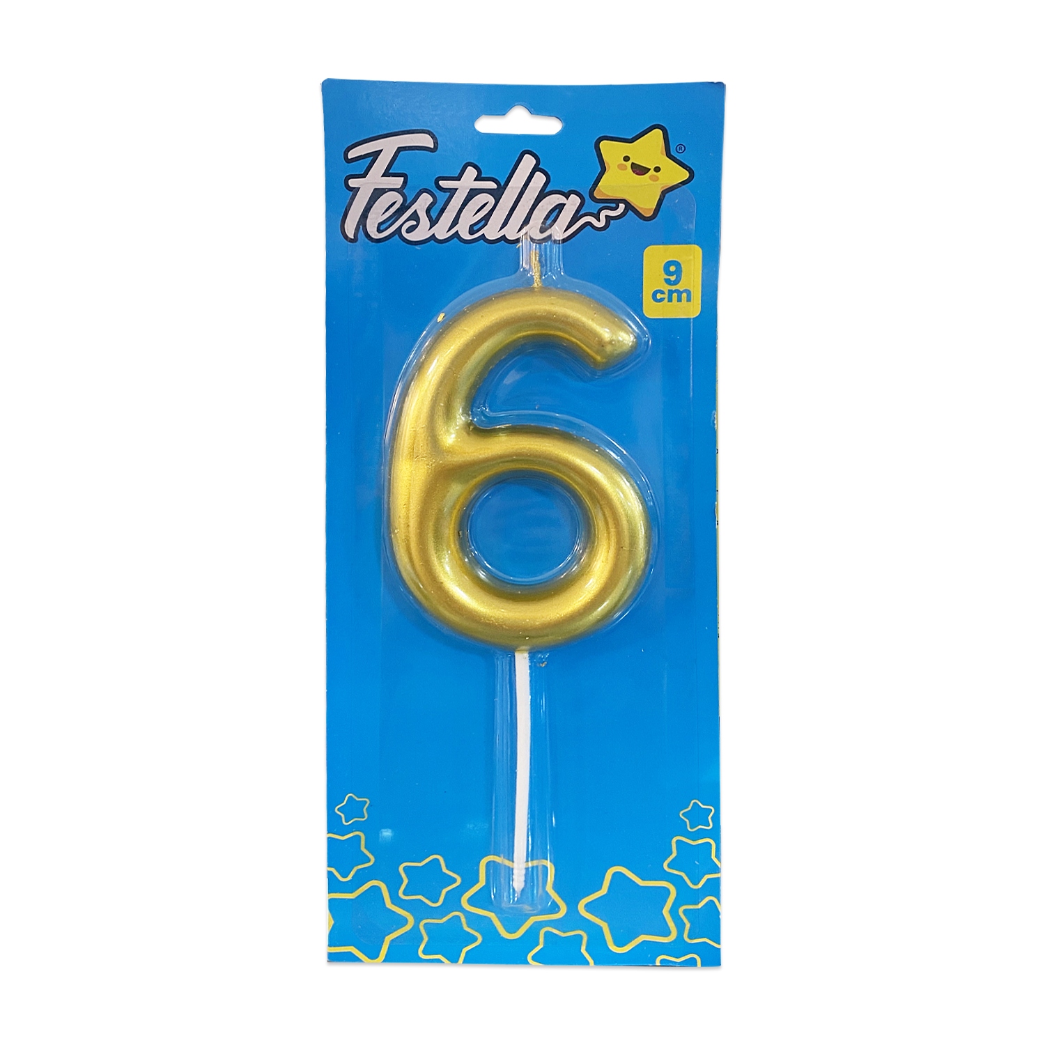 VELA NUMERO 9CM DORADA #6 (CJX12)