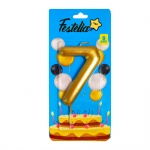 VELA NUMERO 9CM DORADA #7 (CJX12)