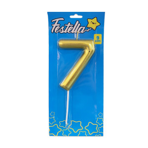 VELA NUMERO 9CM DORADA #7 (CJX12)