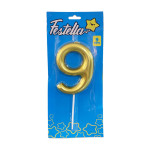 VELA NUMERO 9CM DORADA #9 (CJX12)