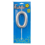 VELA NUMERO 9CM PLATEADA #0 (CJX12)