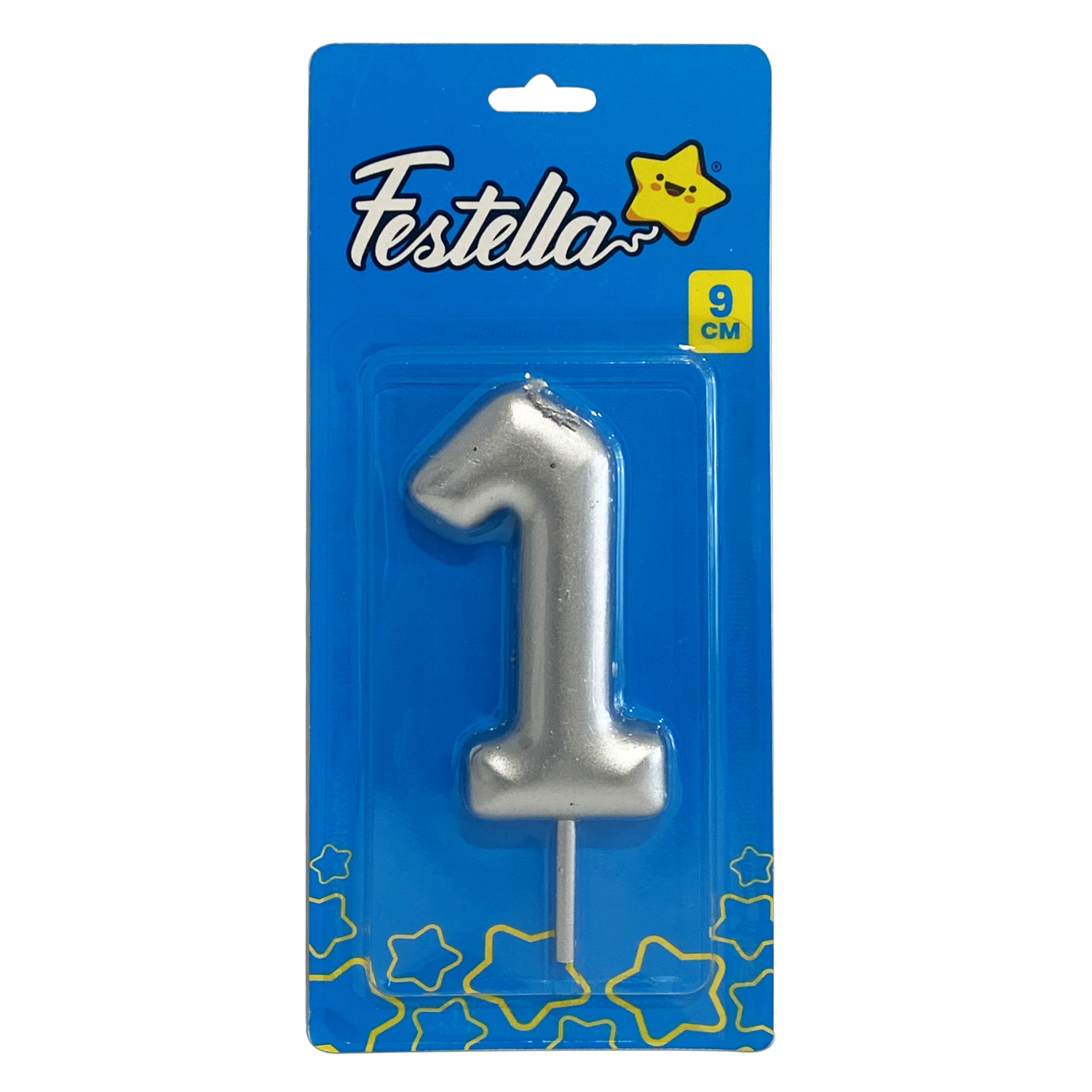 VELA NUMERO 9CM PLATEADA #1 (CJX12)
