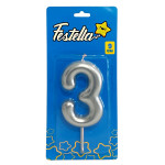 VELA NUMERO 9CM PLATEADA #3 (CJX12)