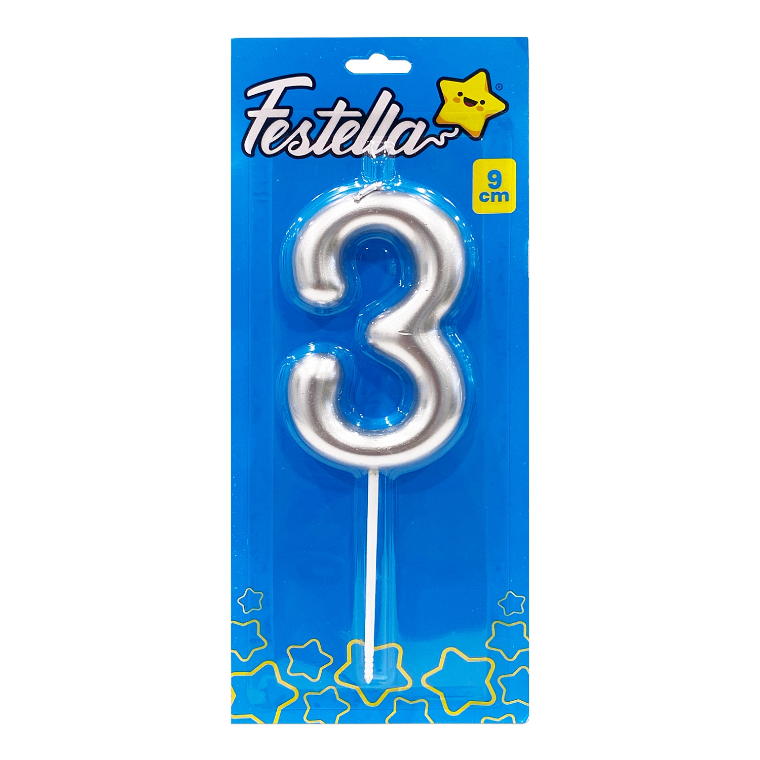 VELA NUMERO 9CM PLATEADA #3 (CJX12)