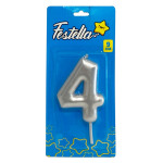 VELA NUMERO 9CM PLATEADA #4 (CJX12)