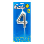 VELA NUMERO 9CM PLATEADA #4 (CJX12)