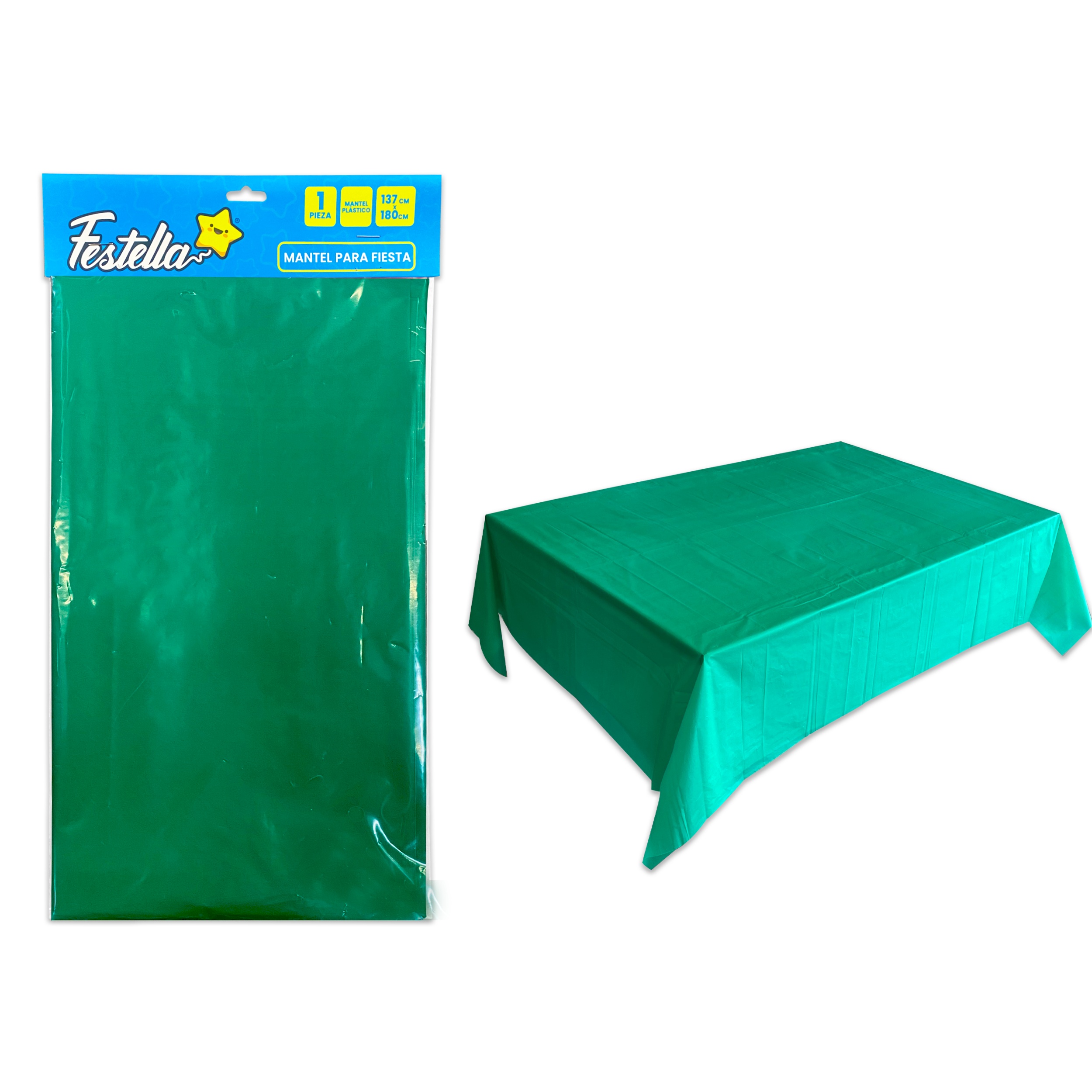 MANTEL DE FIESTA LISO MATE VERDE (PQTX10)
