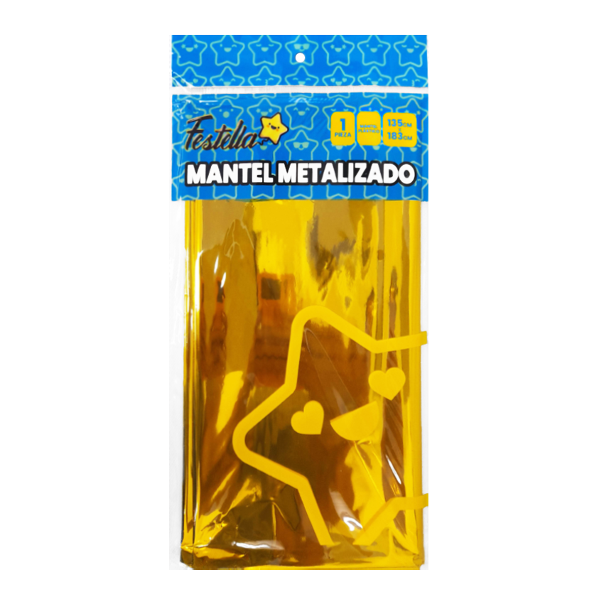 MANTEL DE FIESTA METALIZADO DORADA :(PQTX12)