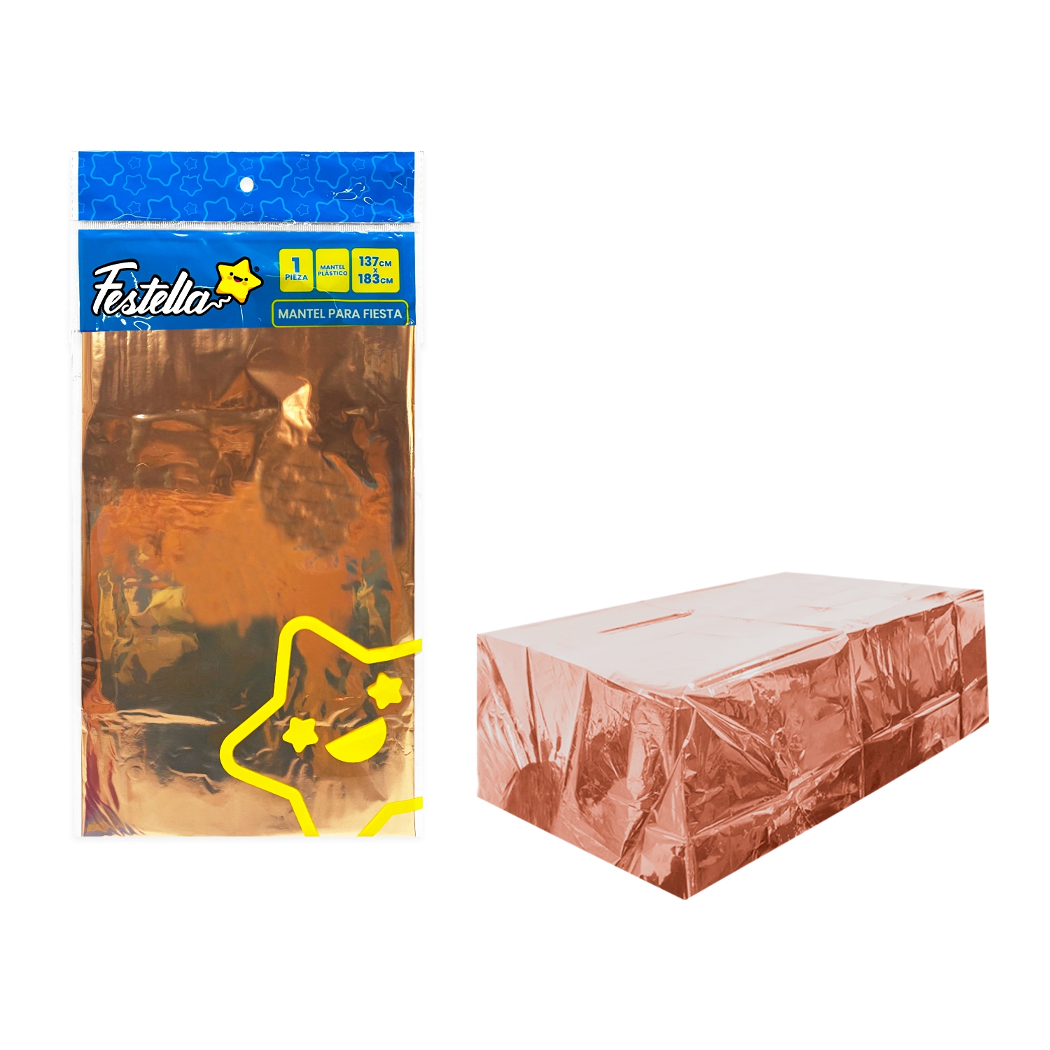 MANTEL DE FIESTA METALIZADO PALO ROSA (PQTX12)