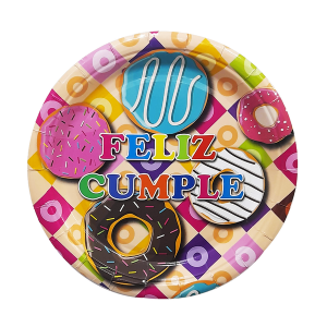 PLATO DE FIESTA FELIZ CUMPLEAÑOS DONA X10