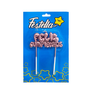 VELA FELIZ CUMPLEAÑOS PALO DE ROSA (CJX30)