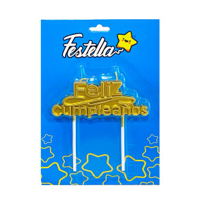 VELA FELIZ CUMPLEAÑOS DORADA (CJX24)
