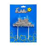 VELA FELIZ CUMPLEAÑOS PLATEADA (CJX24)