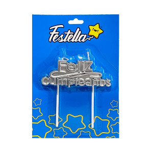 VELA FELIZ CUMPLEAÑOS PLATEADA (CJX24)