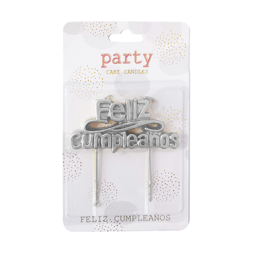 VELA FELIZ CUMPLEAÑOS PLATEADA (CJX24)