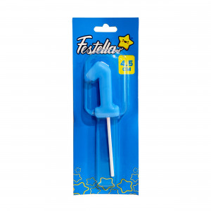 VELA NUMERO 4.5CM AZUL #1 (CJX50)