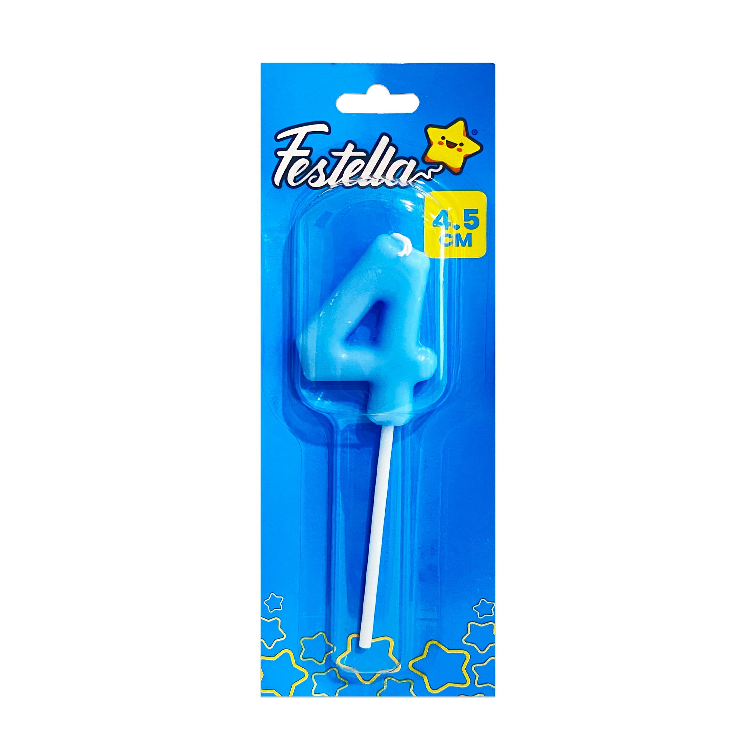 VELA NUMERO 4.5CM AZUL #4 (CJX50)