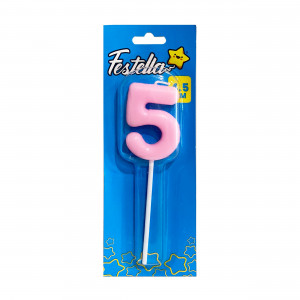 VELA NUMERO 4.5CM ROSADO #5 (CJX50)