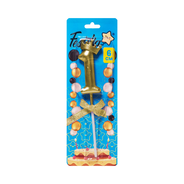 VELA NUMERO 6CM DORADA #1 (CJX48)