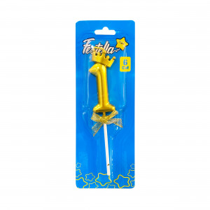 VELA NUMERO 6CM DORADA #1 (CJX48)