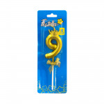 VELA NUMERO 6CM DORADA #9 (CJX48)