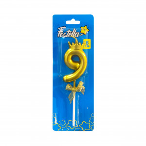 VELA NUMERO 6CM DORADA #9 (CJX48)