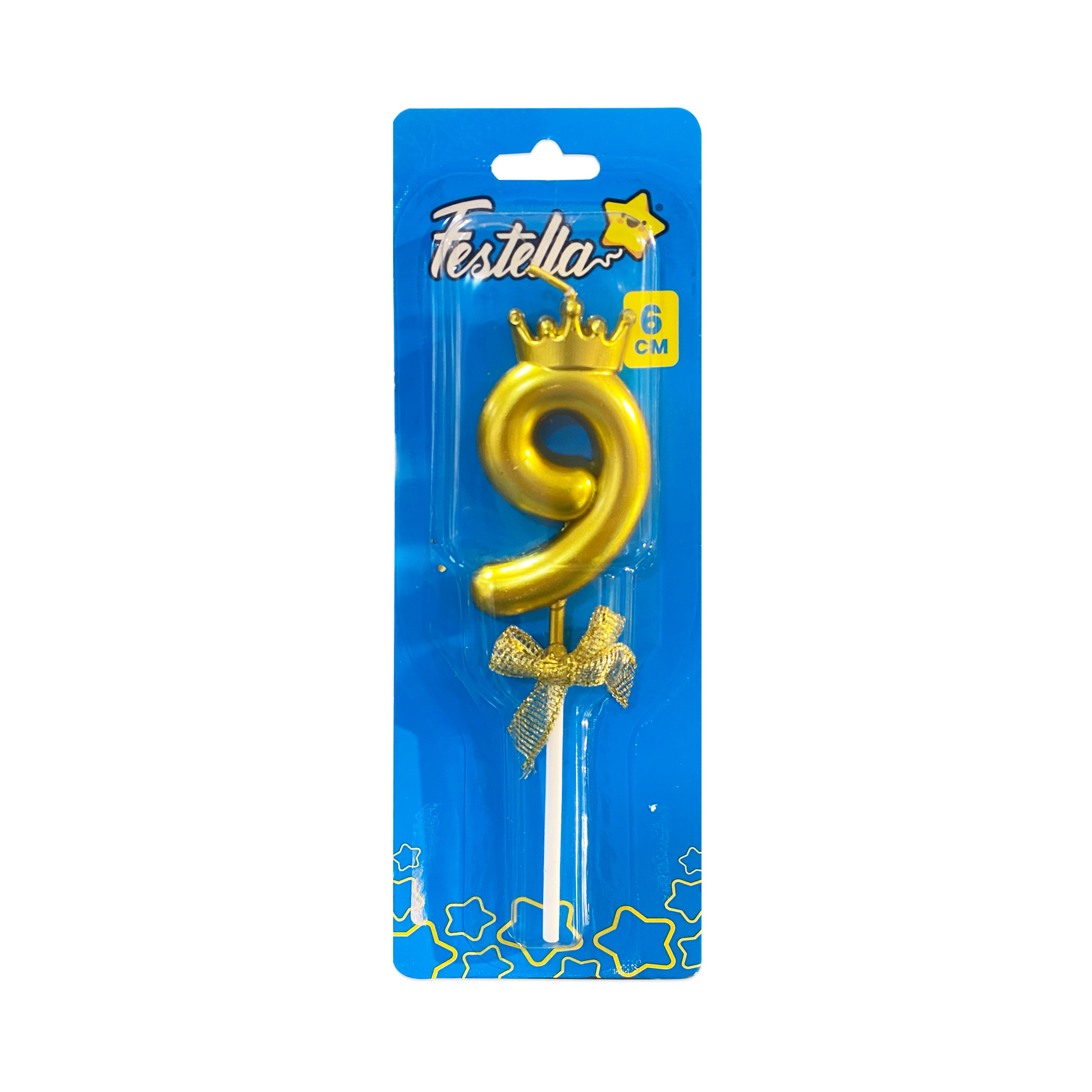 VELA NUMERO 6CM DORADA #9 (CJX48)