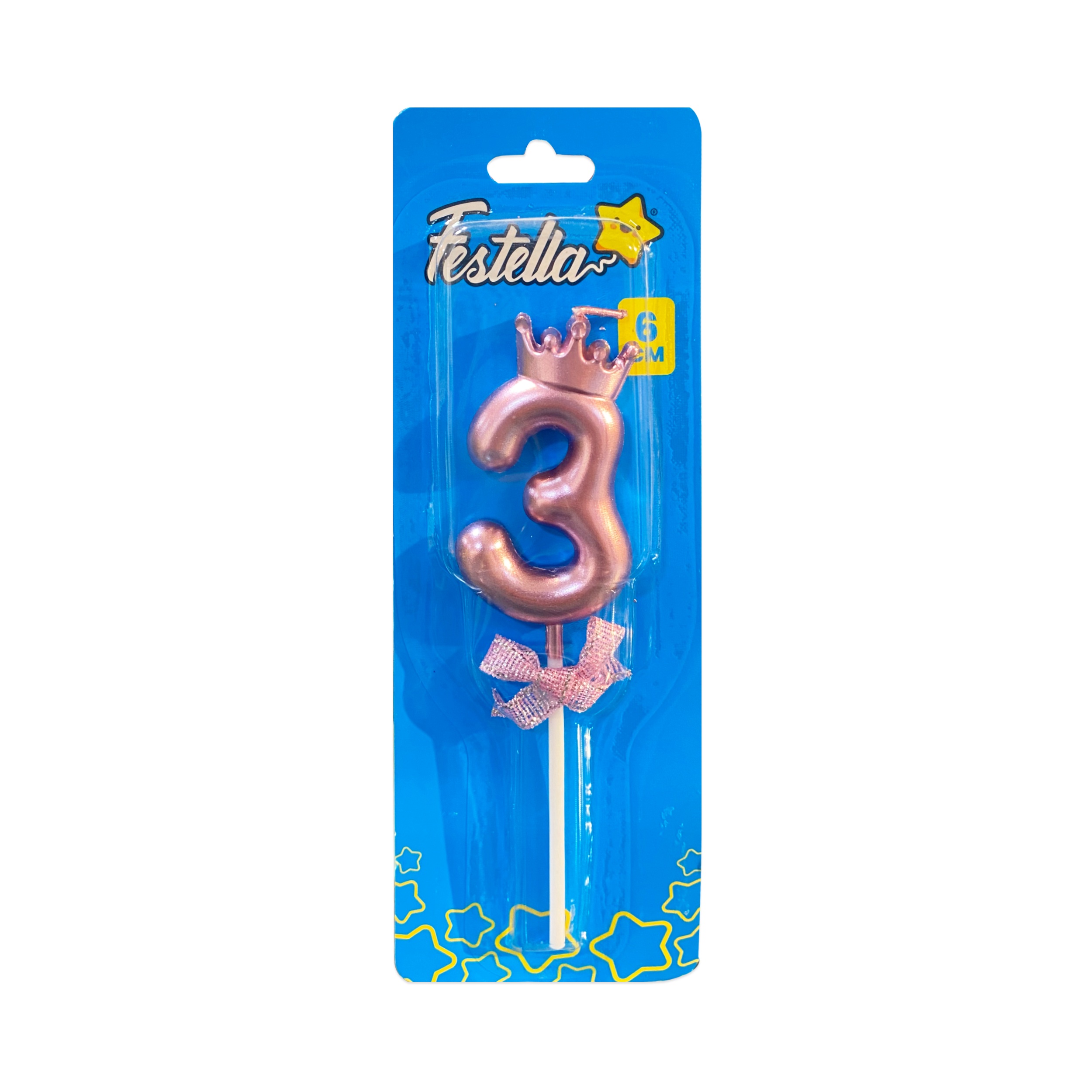 VELA NUMERO 6CM PALO ROSA #3 (CJX48)