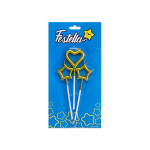 VELA CORAZON Y ESTRELLA X3 DORADA EN BLISTER  (CJX25)