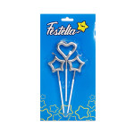 VELA CORAZON Y ESTRELLA X3 PLATEADA EN BLISTER (CJX25)