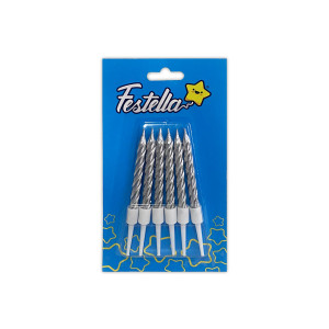 VELA PLATEADA X6 EN BLISTER (CJX100)