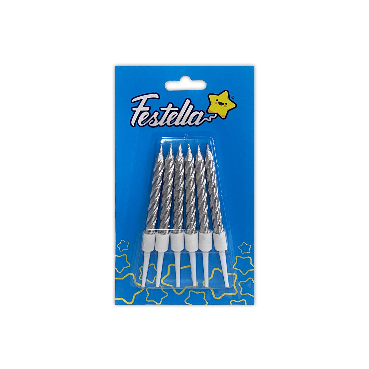 VELA PLATEADA X6 EN BLISTER (CJX100)
