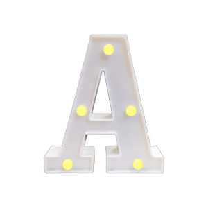 LAMPARA DE LETRA A 16CM FONDO BLANCO LUZ CALIDA