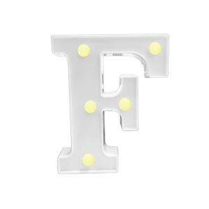 LAMPARA DE LETRA F 16CM FONDO BLANCO LUZ CALIDA