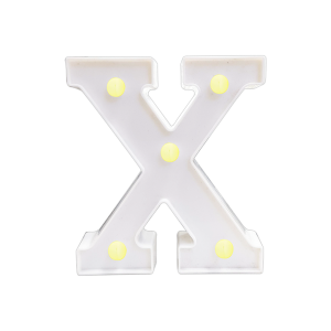 LAMPARA DE LETRA X 16CM FONDO BLANCO LUZ CALIDA
