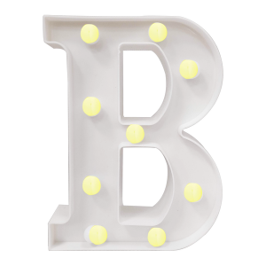 LAMPARA DE LETRA B 21.8CM FONDO BLANCO LUZ CALIDA