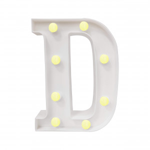 LAMPARA DE LETRA D 21.8CM FONDO BLANCO LUZ CALIDA