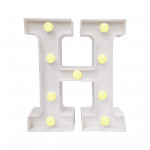 LAMPARA DE LETRA H 21CM FONDO BLANCO LUZ CALIDA