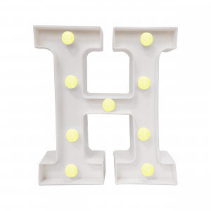 LAMPARA DE LETRA H 21CM FONDO BLANCO LUZ CALIDA