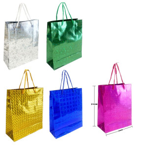 BOLSA REGALO HOLOGRAMA 21.5*18*7CM (PQTX12)